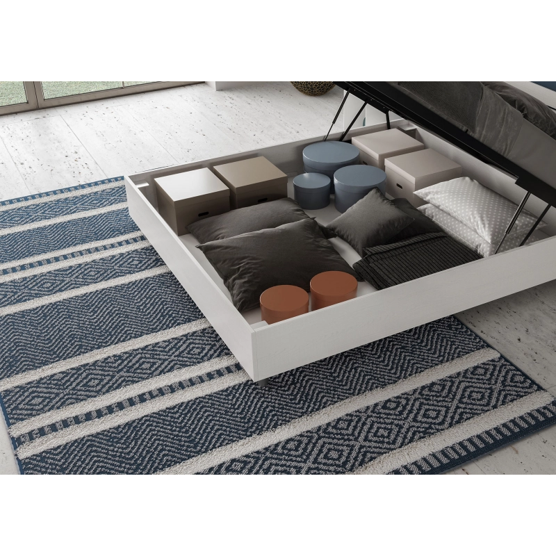 Letto Matrimoniale 160x200 cm struttura bianco frassino testata Kaia - Con rete,Microfibra,Ocra