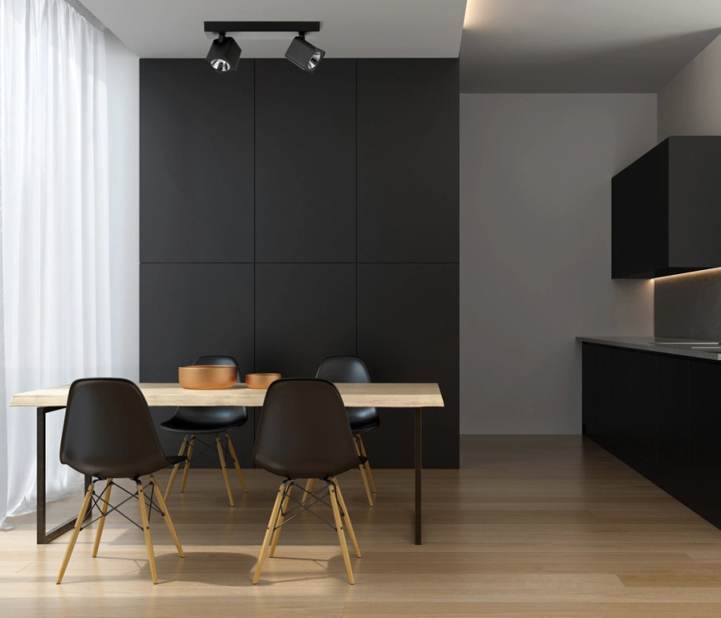 Faretto soffitto moderno 3 luci nero orientabile LED 10W