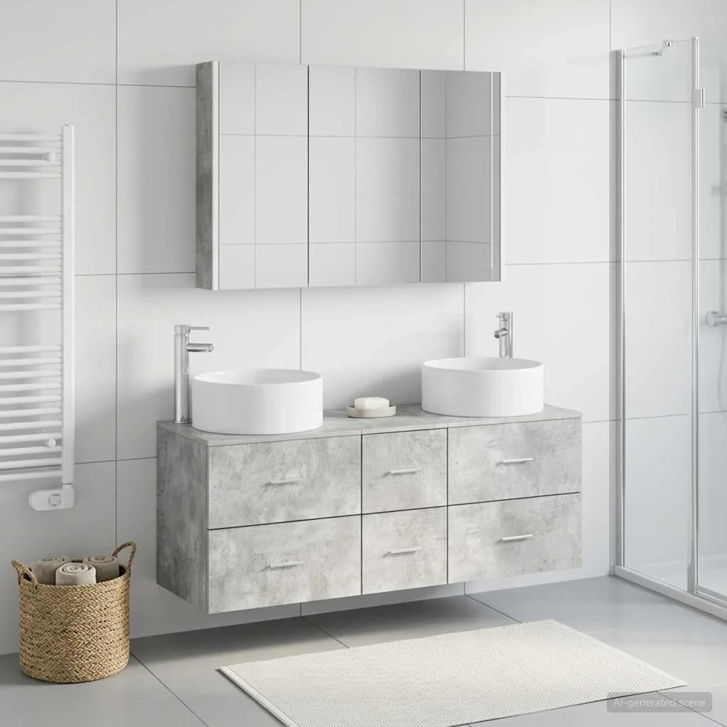 Set di mobili per il bagno 4 pz Grigio Cemento 3407106