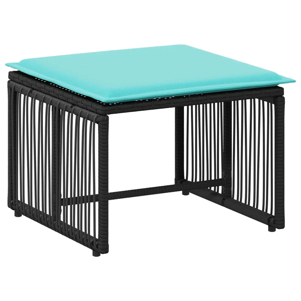 Set di Mobili da Esterno 11 pcs Nero e Turchese polyrattan 42025155