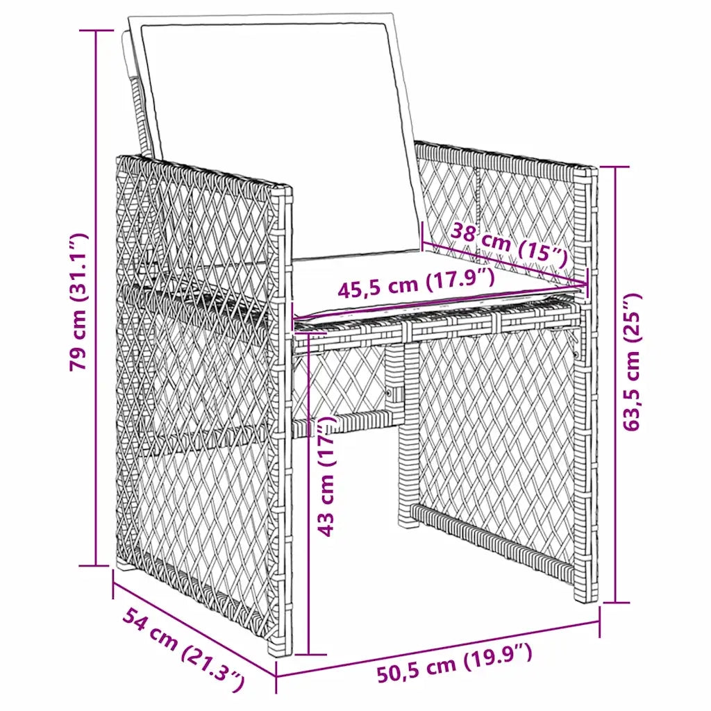 Set da Pranzo per Giardino 9 pcs Grigio chiaro polyrattan 3380640