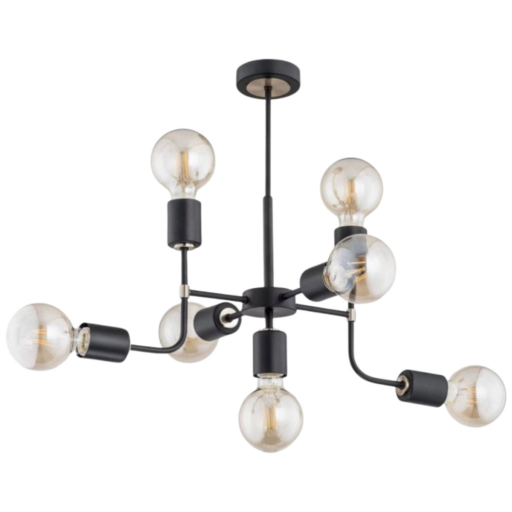 Lampadario Alfa Transformers TNG 7xE27 nero oro trasparente