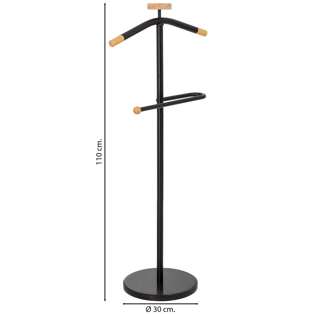 Galán de noche de metal y madera negro 120h cm