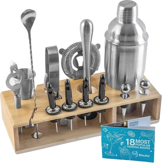 Set Completo per Shaker di Cocktail - Kit 17 pezzi per Mixologia con Shaker da 750ml e Accessori da Bar