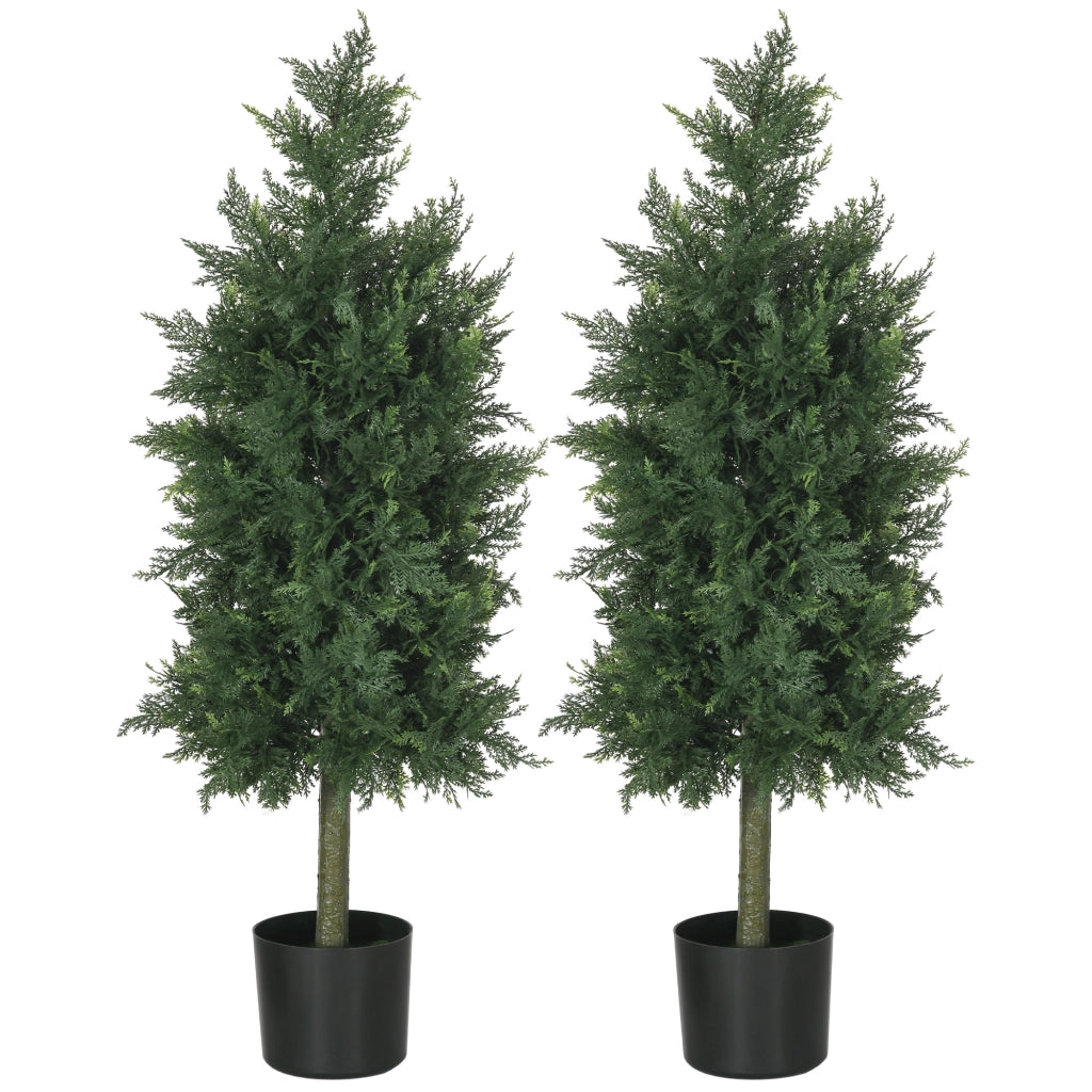 2 Piante Artificiali Cedro con Vaso ¨C Minimal ¨C Grigio 38x12.5x90 cm