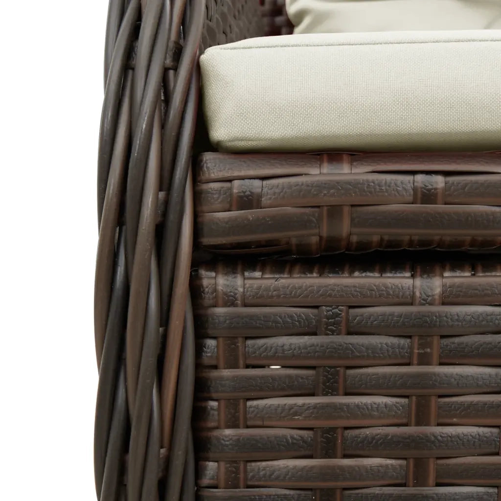 Set da Pranzo da Giardino 7pz con Cuscini in Polyrattan Marrone 3262851