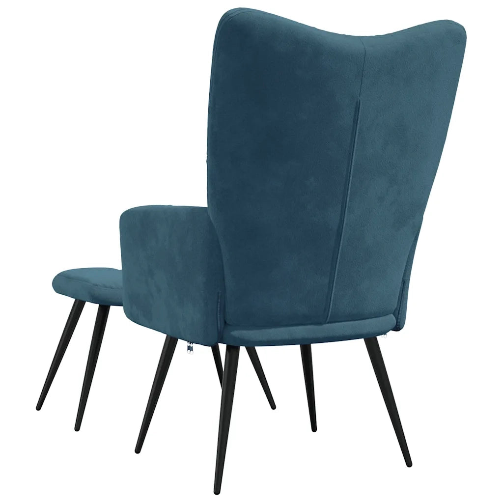 Poltrona Relax | Sedia Relax con Poggiapiedi Blu in Velluto