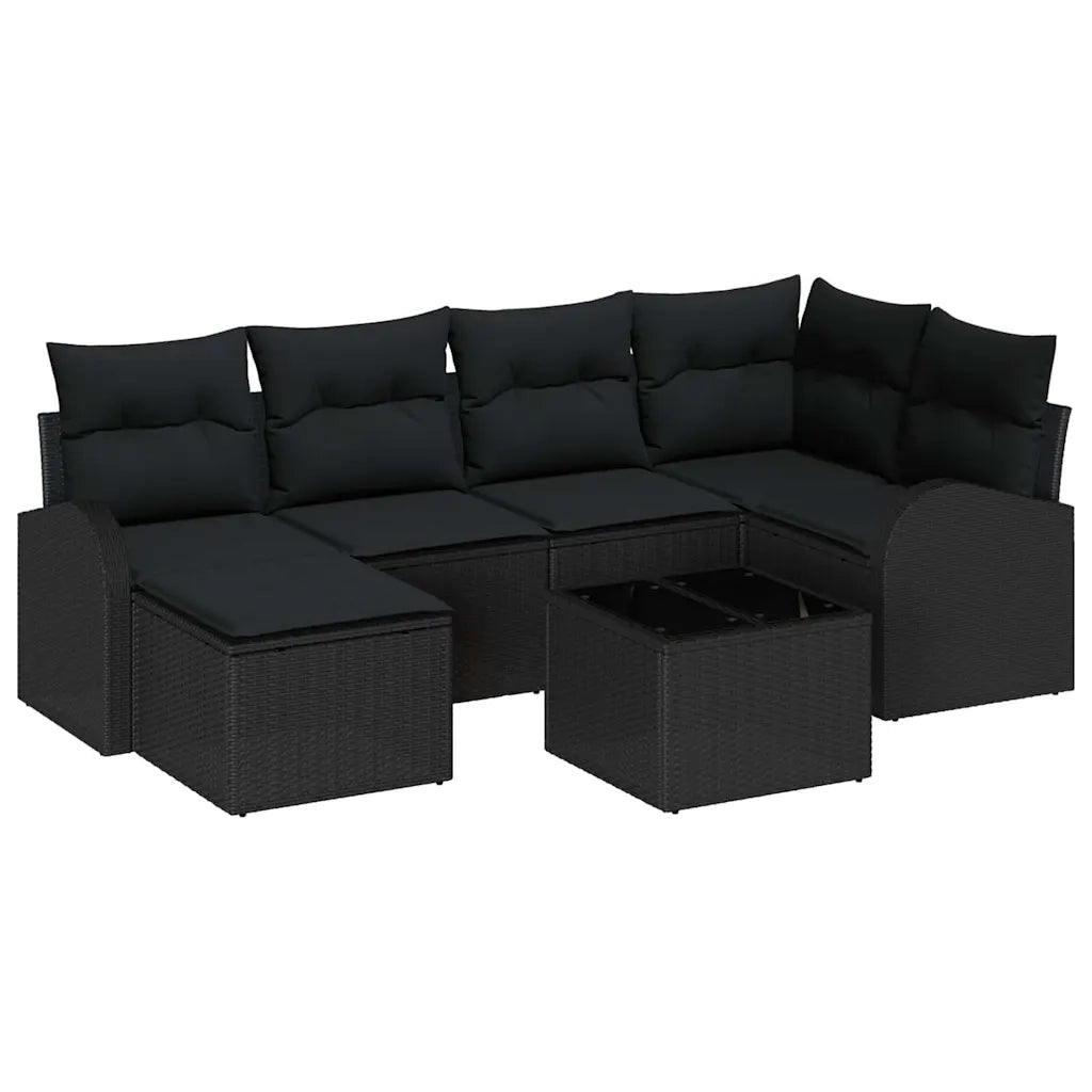 Set Divano da Giardino 7 pcs Nero polyrattan 3346123