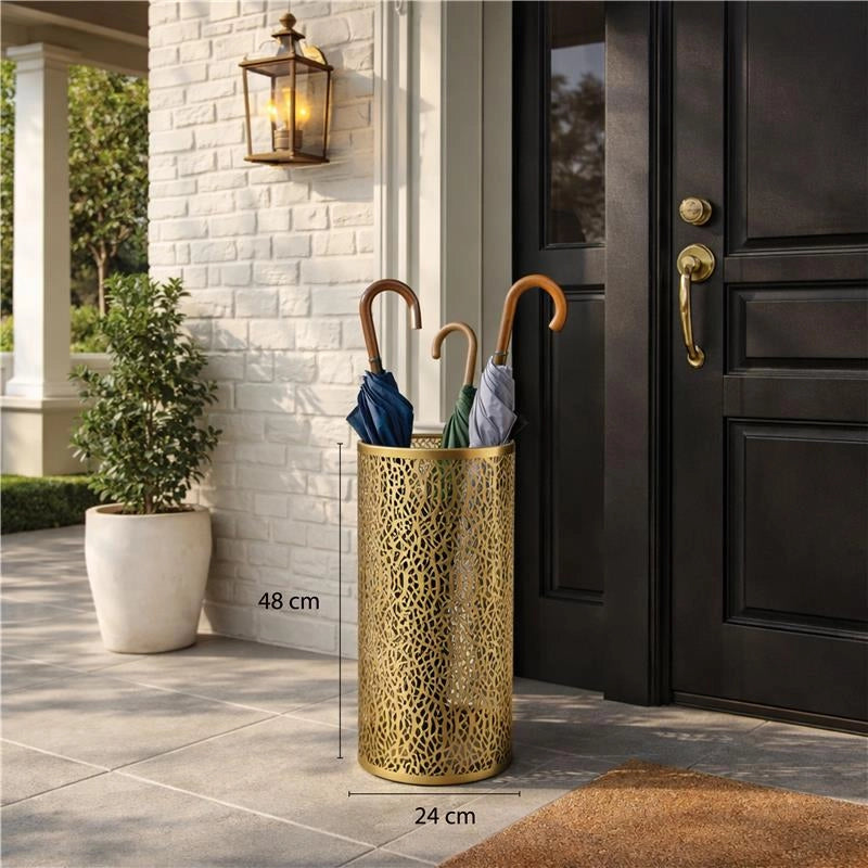 PORTAOMBRELLI IN METALLO TRAFORATO 24XH48 CM IN COLORE ORO