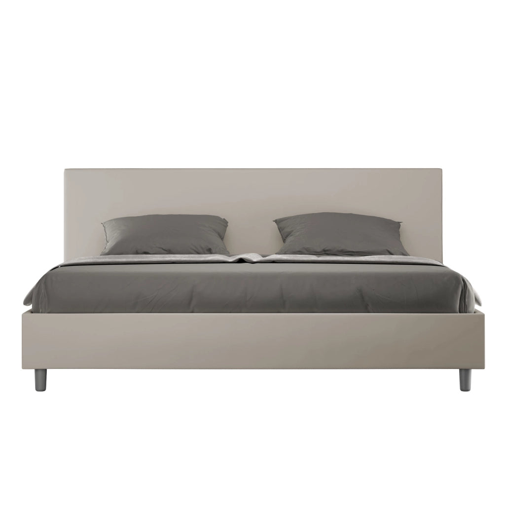BS COM Letto matrimoniale king size senza rete imbottito 200x200 similpelle tortora
