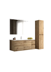 Mobile da Bagno Sospeso con Lavabo 100 cm e Specchio Bali Light 2+2 Rovere Miele