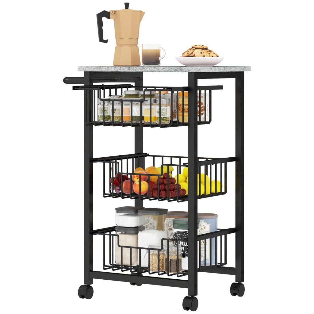Carrello da cucina 3 livelli ¨C Minimal ¨C acciaio, ruote