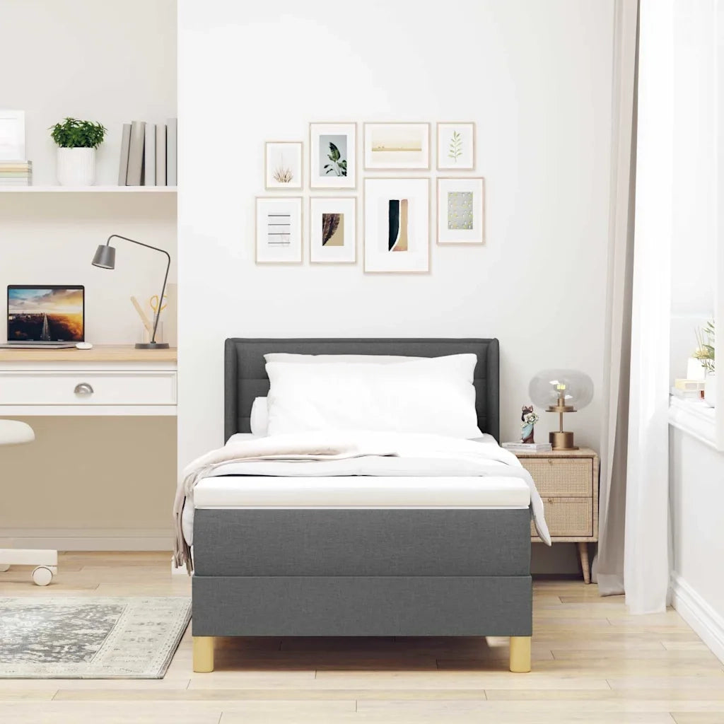 Letto a molle con materasso Grigio scuro 200 x 90 cm Tessuto 3341210