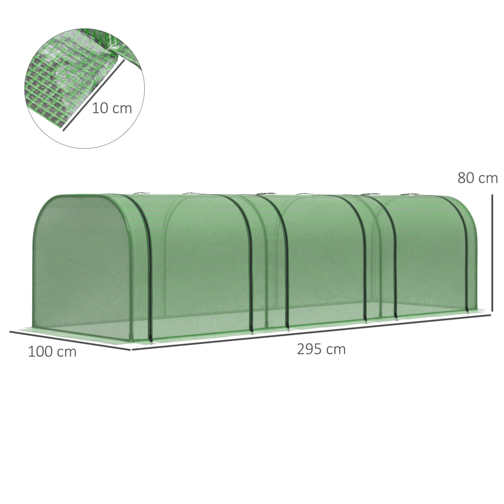 Serra da Giardino a Tunnel ¨C zephmum ¨C Verde, Acciaio e Plastica PP, 295x100x80 cm