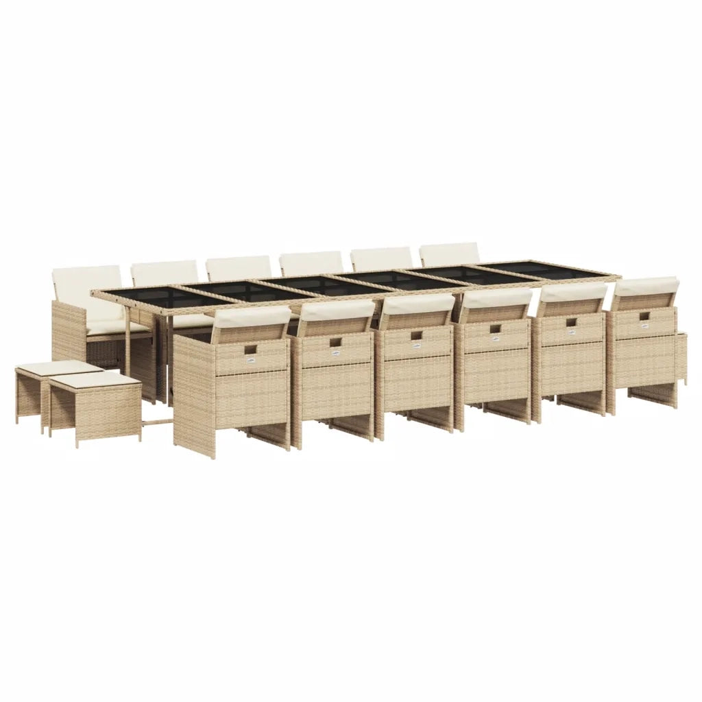 Set da Pranzo da Giardino 17 pz con Cuscini Beige in Polyrattan 3277773