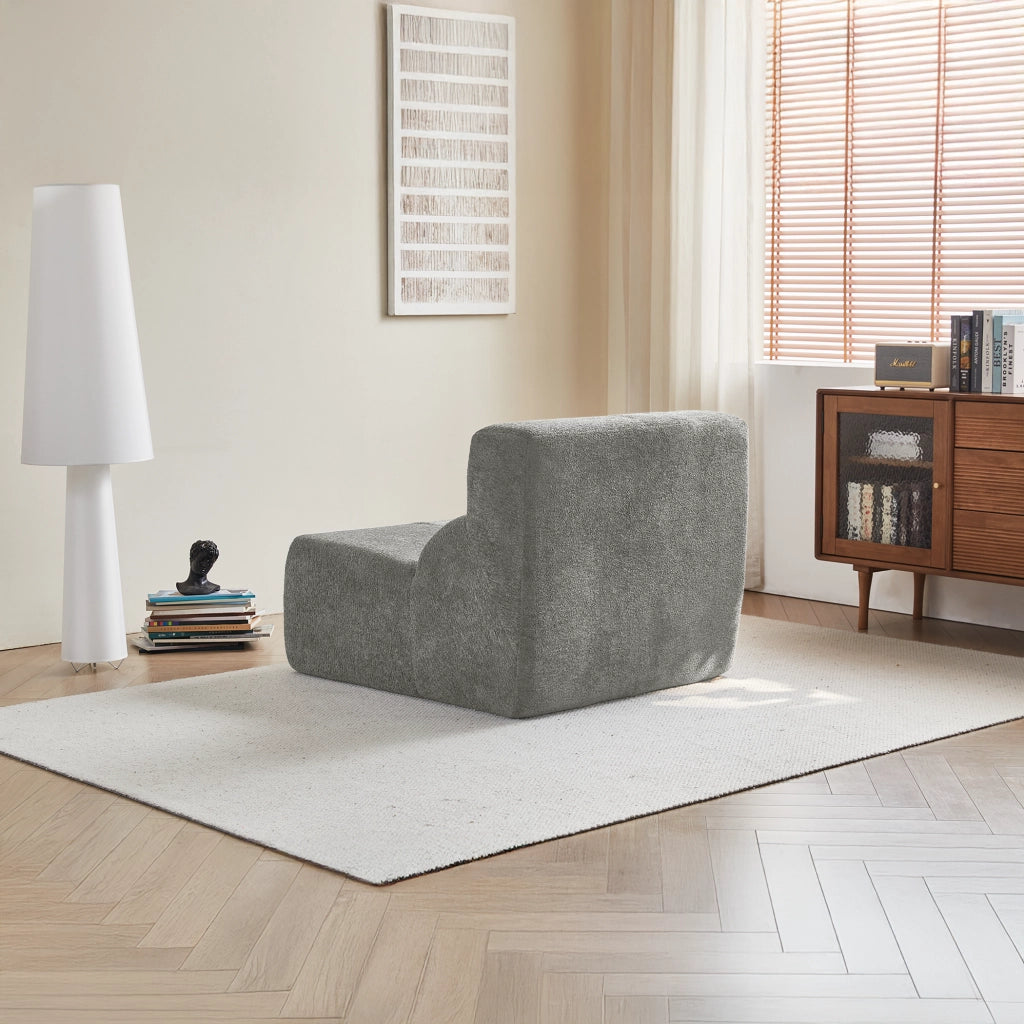 Poltrona con design ergonomico e seduta in schiuma ad alta densita in velluto - grigio chiaro - 94×110×79 cm