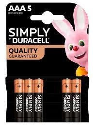 BATTERIA DURACELL SIMPLY AAA IN CONFEZIONE DA 5 BATTERIE