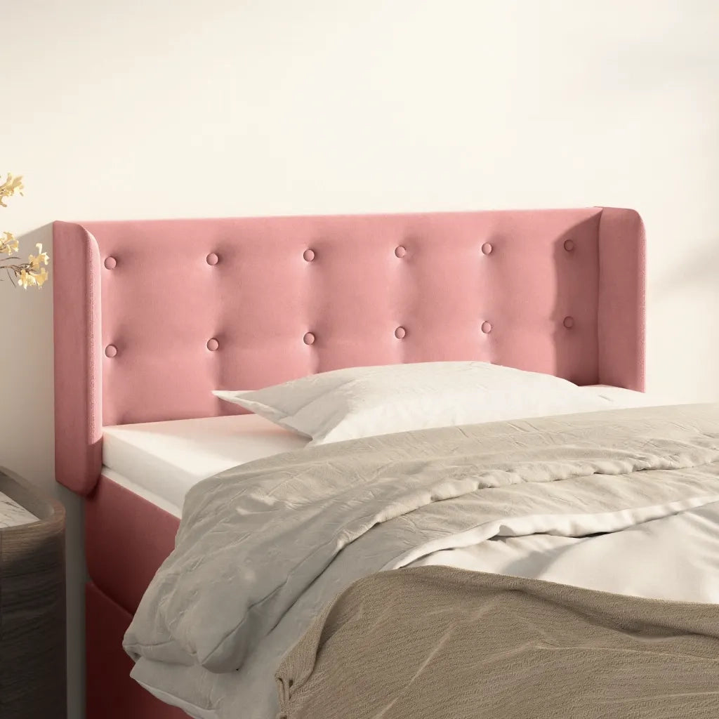 Testiera ad Orecchio-Testata con Orecchie Nera 93x16x78/88 cm in Velluto 955874