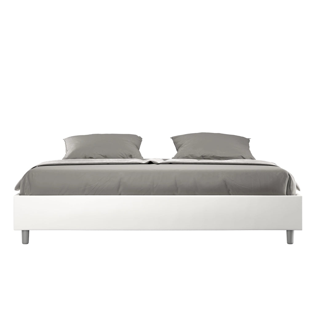 BS COM Letto contenitore imbottito 180x200 similpelle bianco