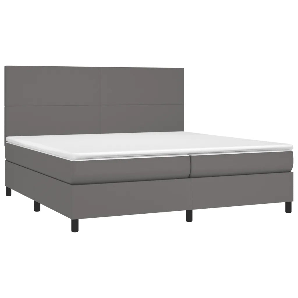 Giroletto Molle con Materasso e LED Grigio 200x200cm Similpelle 3135847