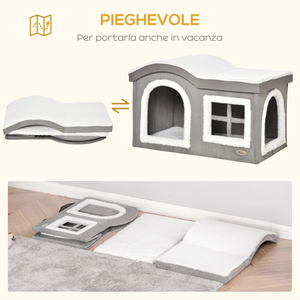 Casetta per Gatti da Interno ¨C Minimal ¨C Grigio, 63.5x37x40cm