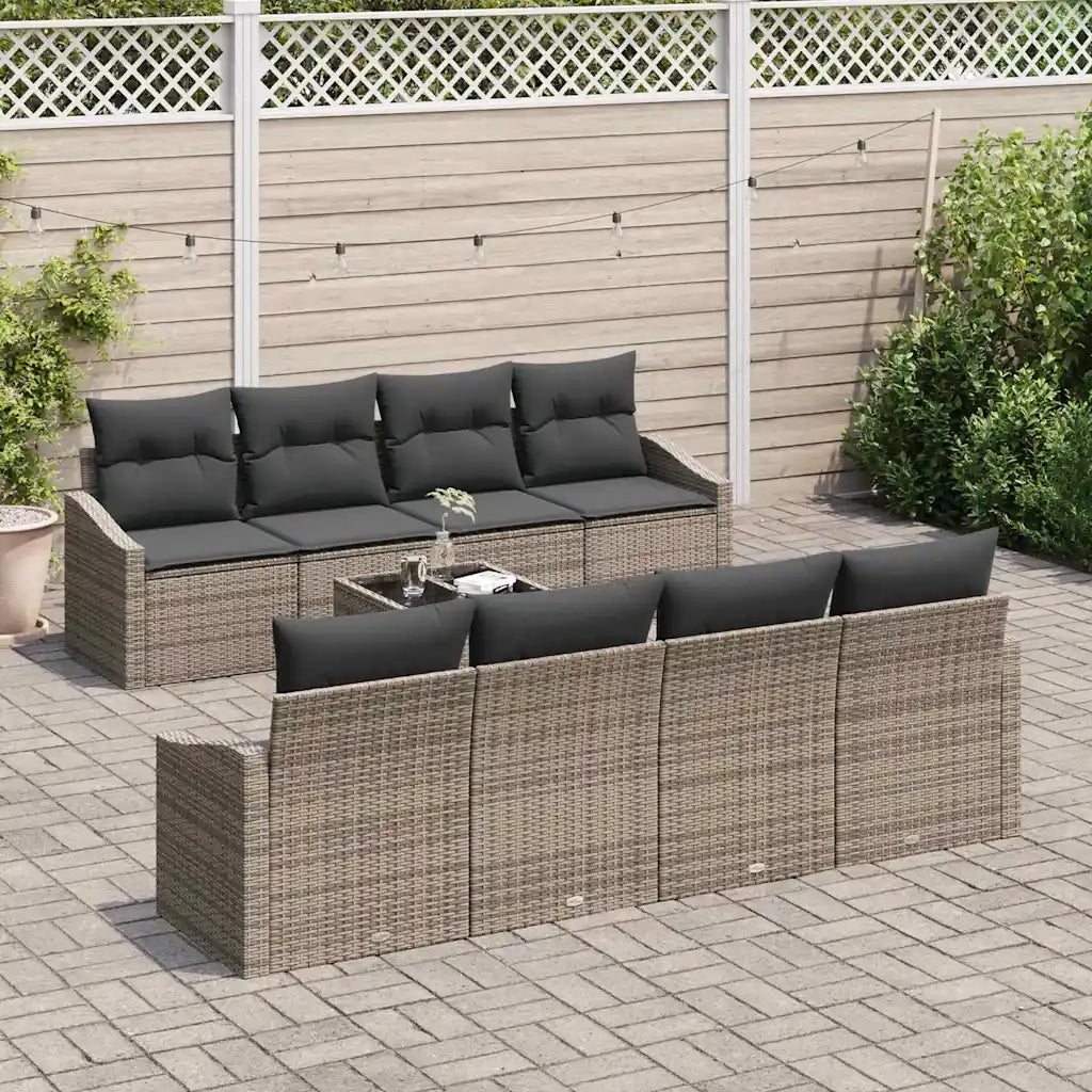 Set di divani con cuscino con cuscino 9 pcs Grigio polyrattan 3346649