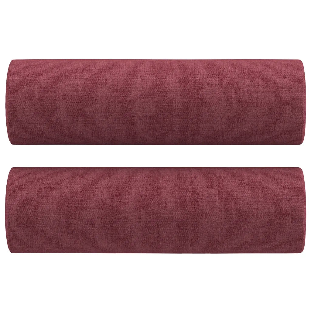 Set di Divani 3 pz con Cuscini Rosso Vino in Tessuto 3201792