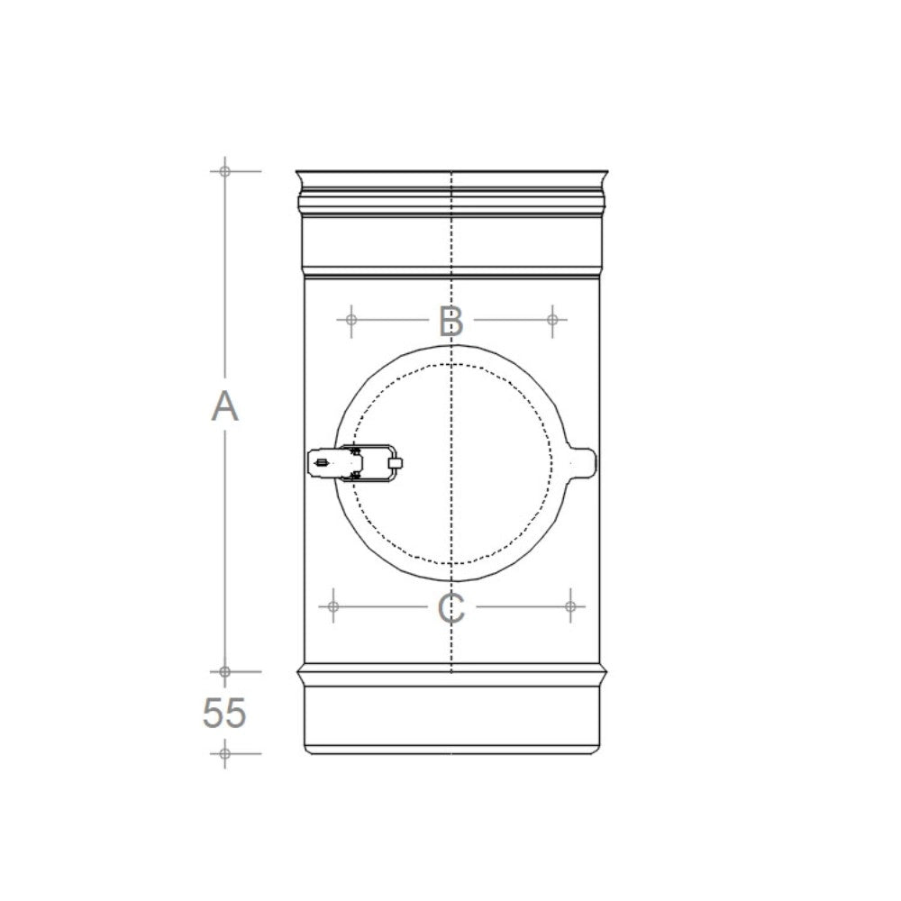 Modulo da 100mm con ispezione aderente in acciaio inox aisi 304
