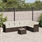 Set Divani da Giardino 8 pz con Cuscini Marrone in Polyrattan 3249592
