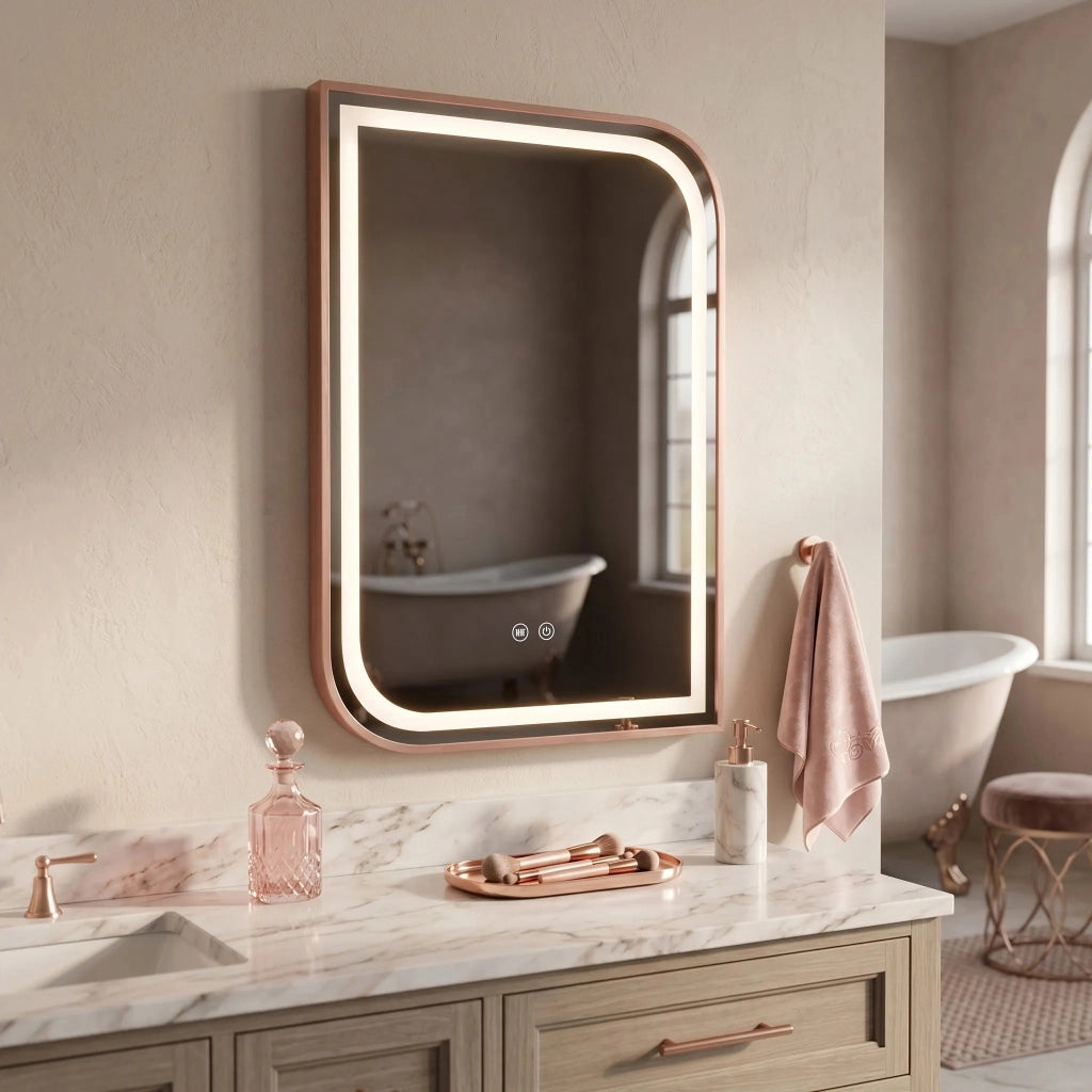 Specchio Led Zone 70x50 Brush Rose Gold