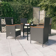 Set da Pranzo da Giardino 5 pz con Cuscini Nero 3099426