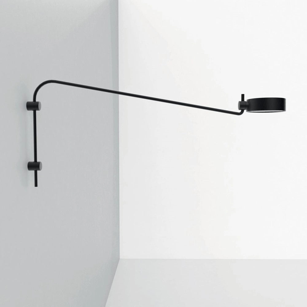 Zafferano Super O Lampada a led da parete con braccio Nera ricaricabile e dimmerabile
