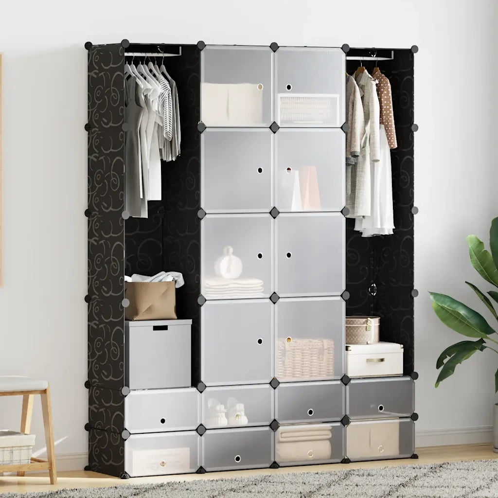 Armadietto Modulare 18 Scomparti Nero e Bianco 37x146x180,5 cm CFW2398299