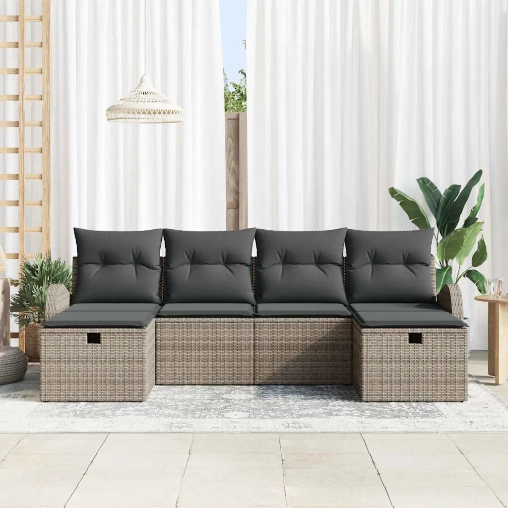 Set di divani con cuscino 6 pcs Grigio polyrattan