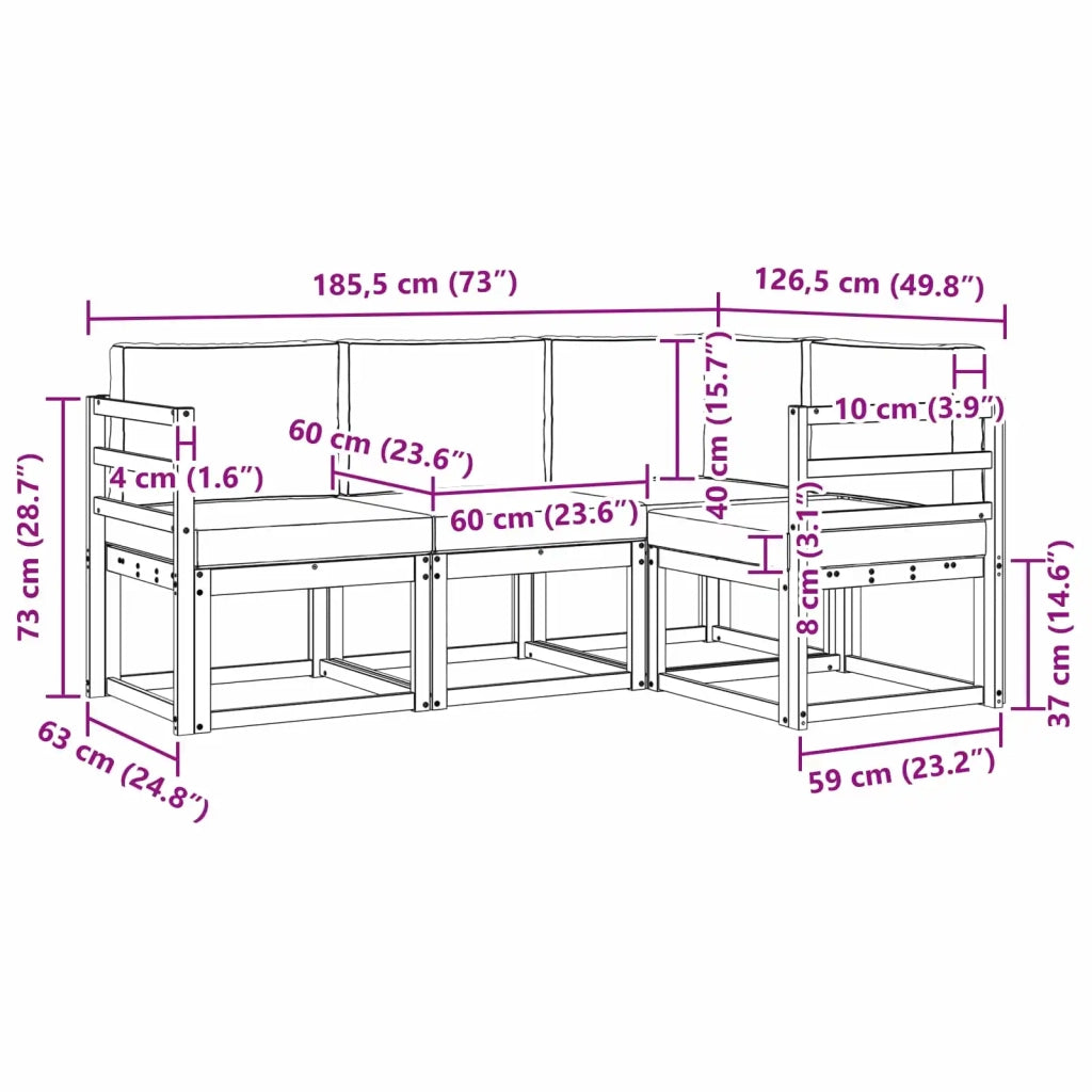 Set di divani da esterno con cuscino 4 pcs Bianco e Beige 3387547