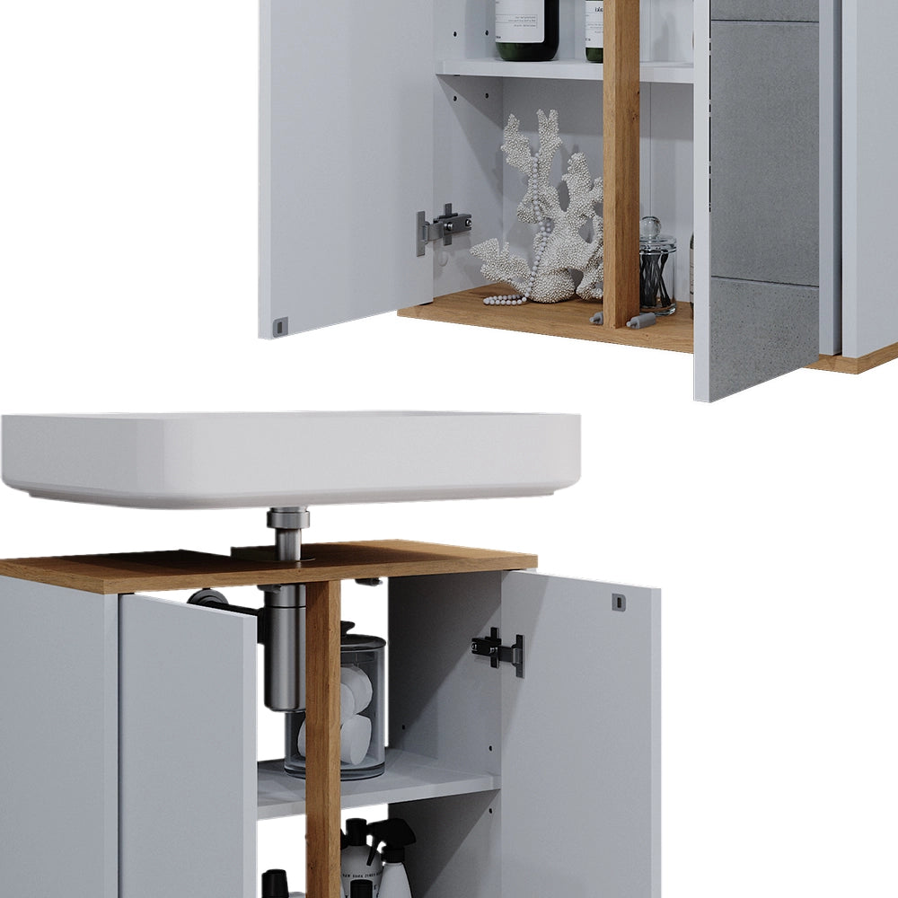 Vicco Set mobili bagno Bianco/Artisan 2 parti, base 60 cm
