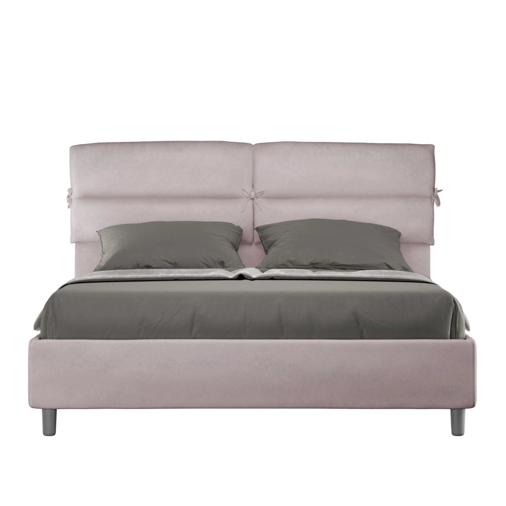 BS COM Letto matrimoniale contenitore imbottito 160x190 microfibra glicine
