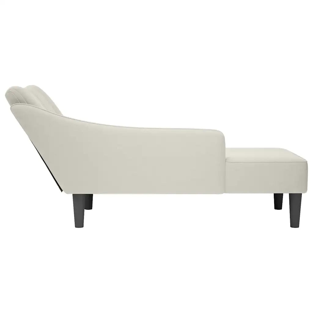 Sdraio con Bracciolo Destro in Velluto Crema 4009799