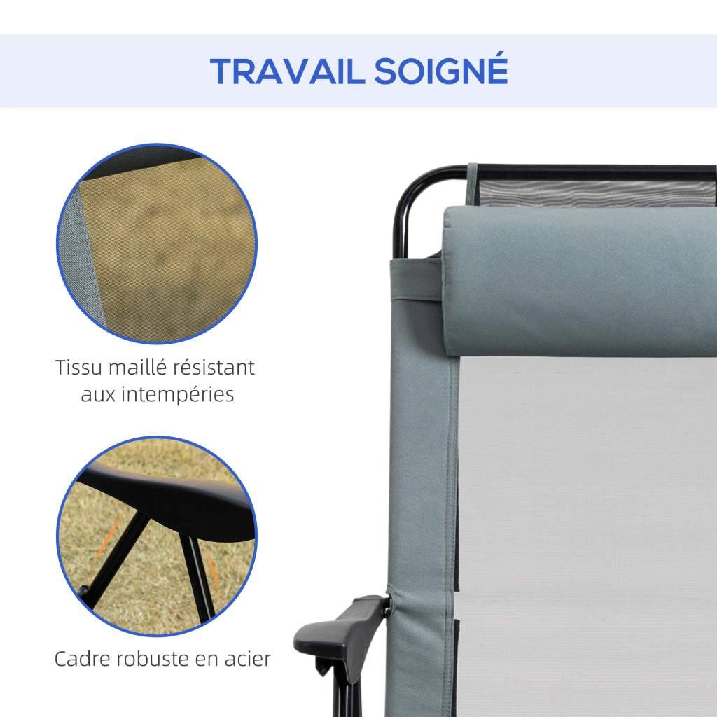 Sedia da giardino pieghevole con braccioli e schienale regolabile ¨C Minimal ¨C Grigio