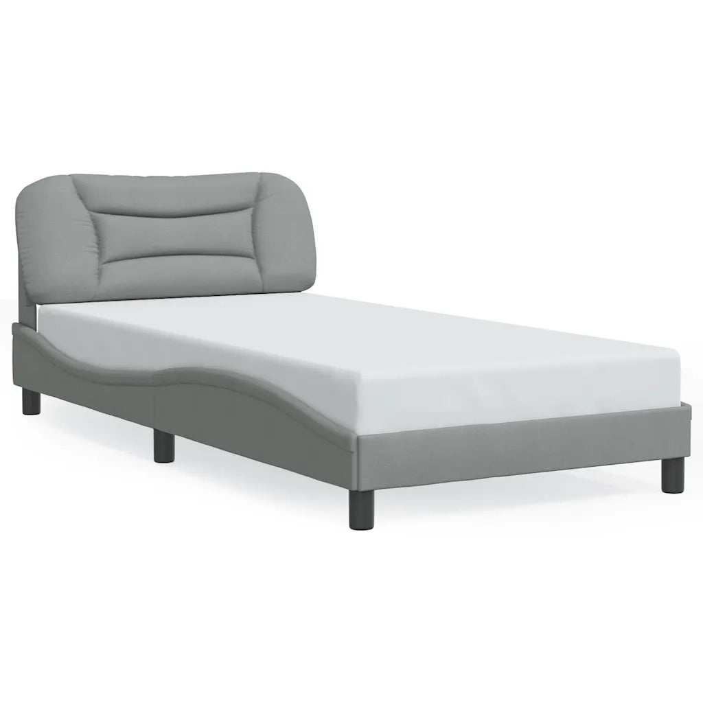 Letto singolo | Letto per adulti | Giroletto senza Materasso Hvar Grigio Chiaro 100x200 cm Tessuto