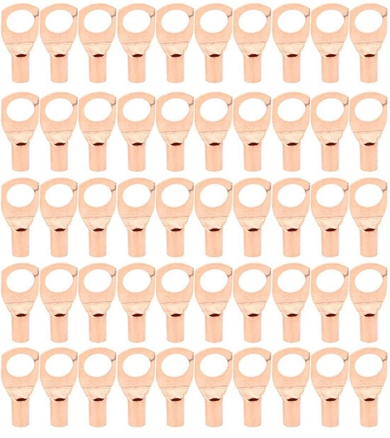 Kit di connettori a anello in rame per cavi - 50 pezzi - Assortimento - Adatto per cavi - Cavi a rilievo a freddo