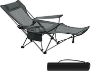 Campingstoile inclinabile con sostegno piedi rimovibile e contenitore per bicchieri - sedile da pesca pieghevole e schienale regolabile - borsa a spalla sedile da spiaggia - SCPC0006