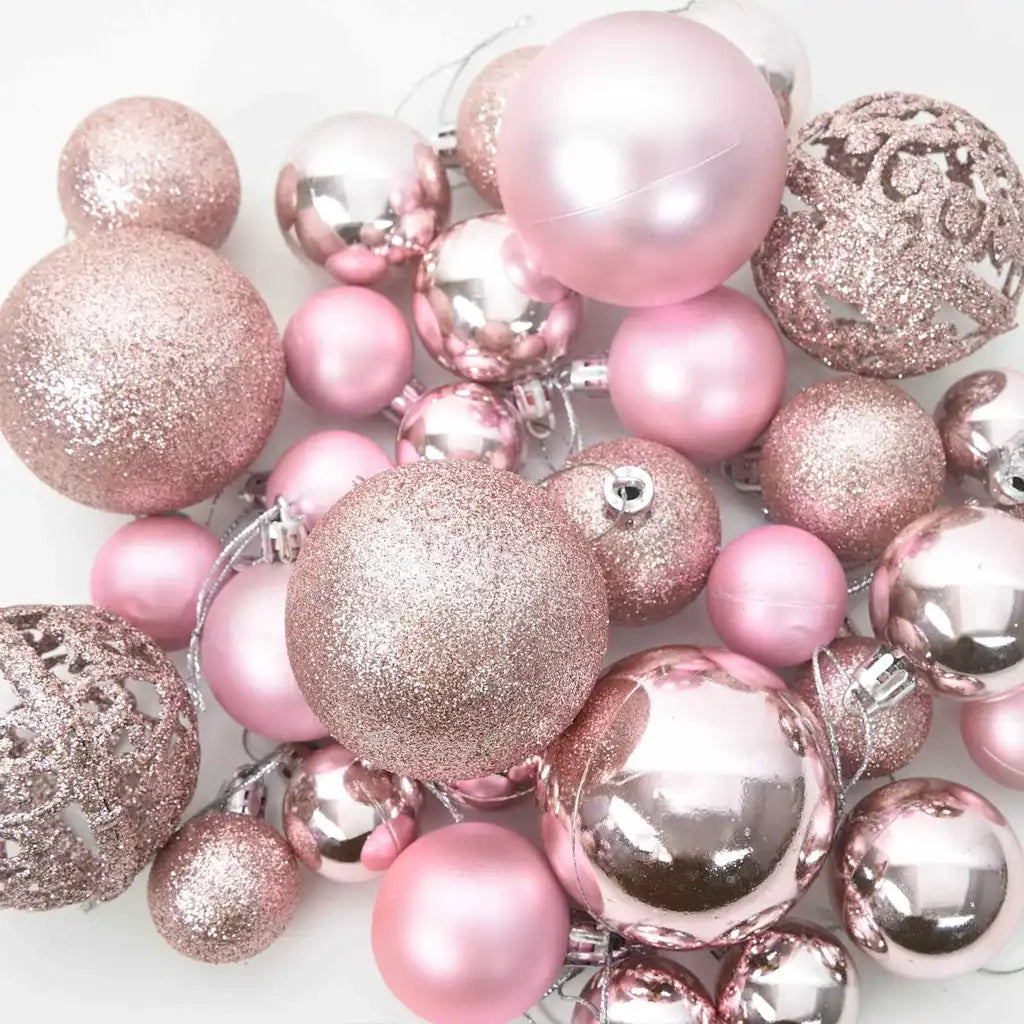 Set di Palle di Natale con 150 LED 61 pcs Rosa Plastica 42018829