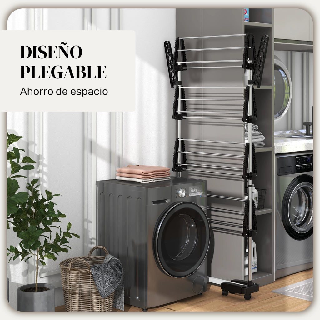 Cestello Verticale 4 Livelli con Ruote ¨C Minimal ¨C Nero e Argento