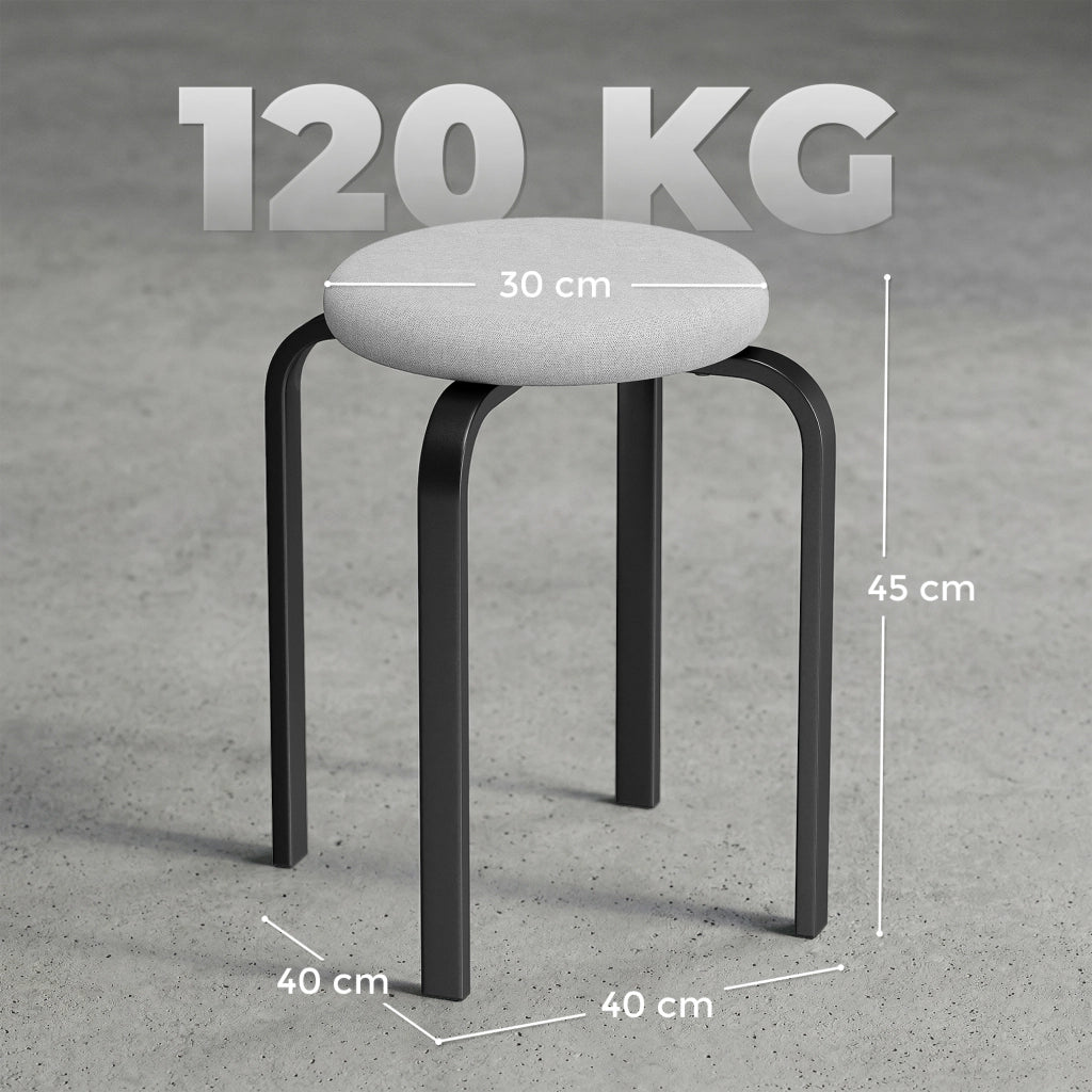 Sgabello Imbottito Rotondo Set 4 Pezzi ¨C Minimal ¨C Grigio
