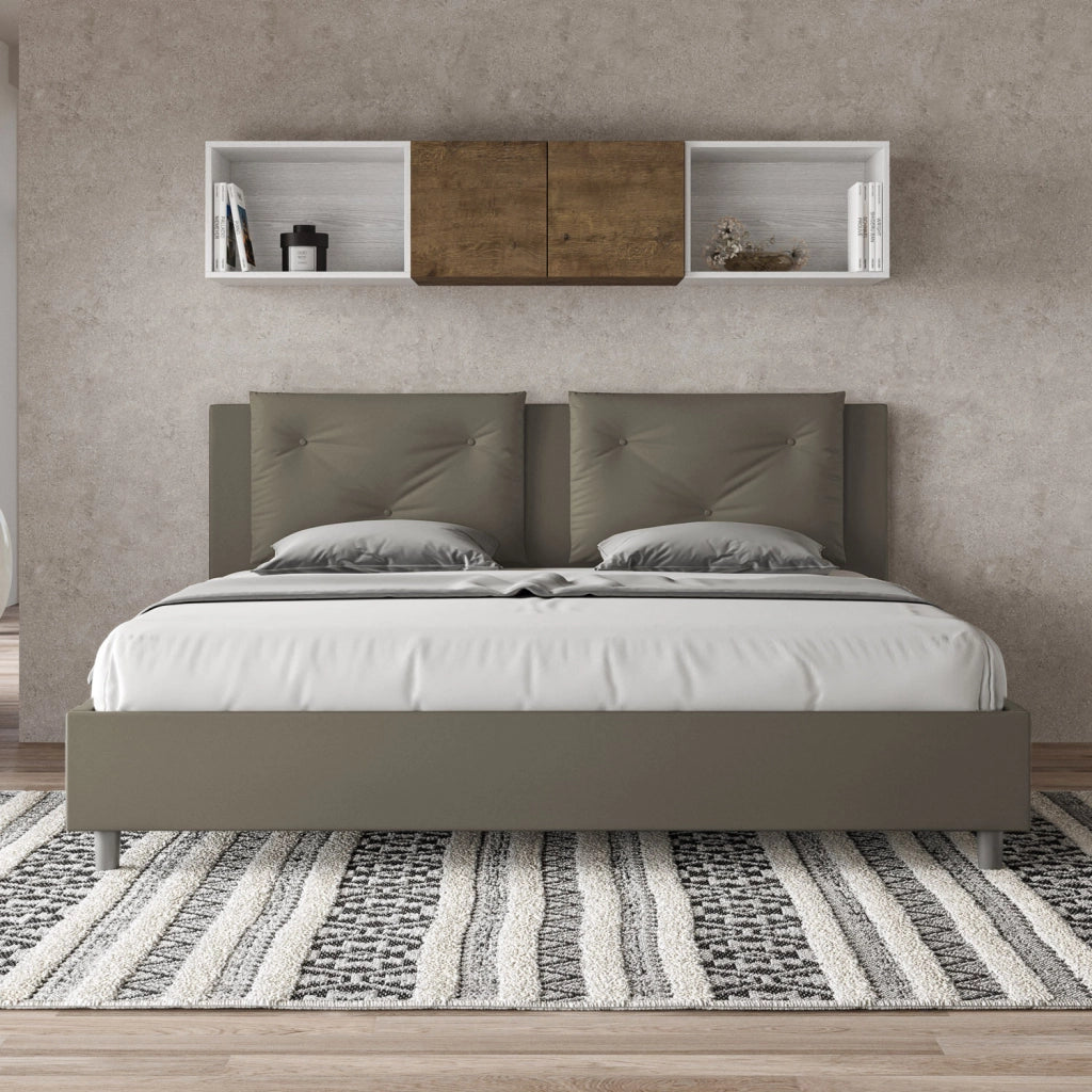 BS COM Letto con rete imbottito 180x210 similpelle cappuccino