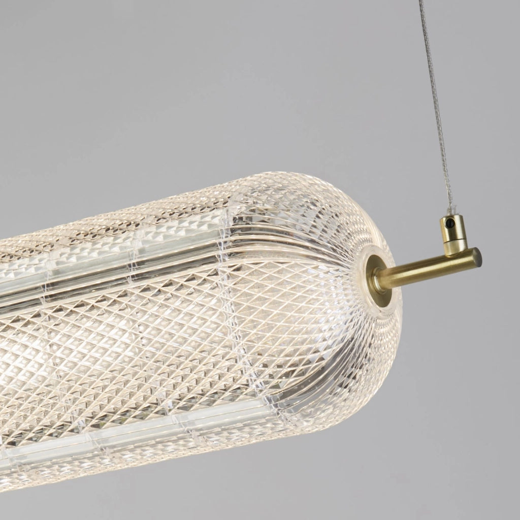 Lampada a sospensione convertibile a LED Capsule, metallo ottone satinato e acrilico