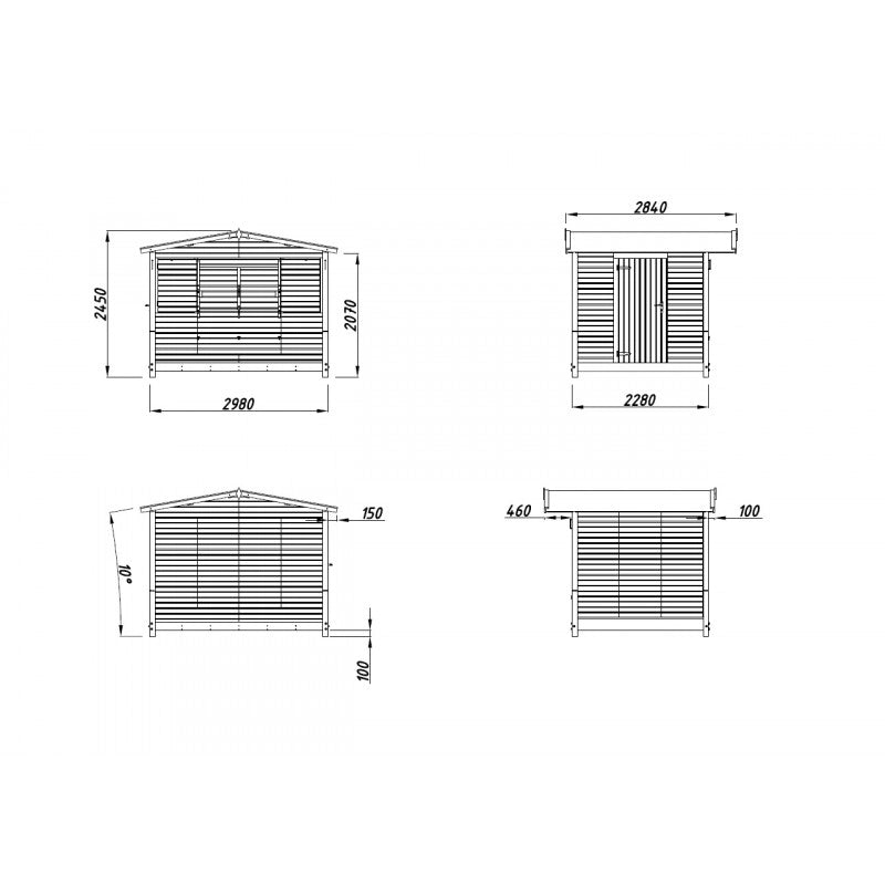 Chiosco in legno pieghevole 298x228 cm abete 16 mm con sportelli vendita apribili e pavimento incluso, gazebo bar esterno - Esterni da Vivere