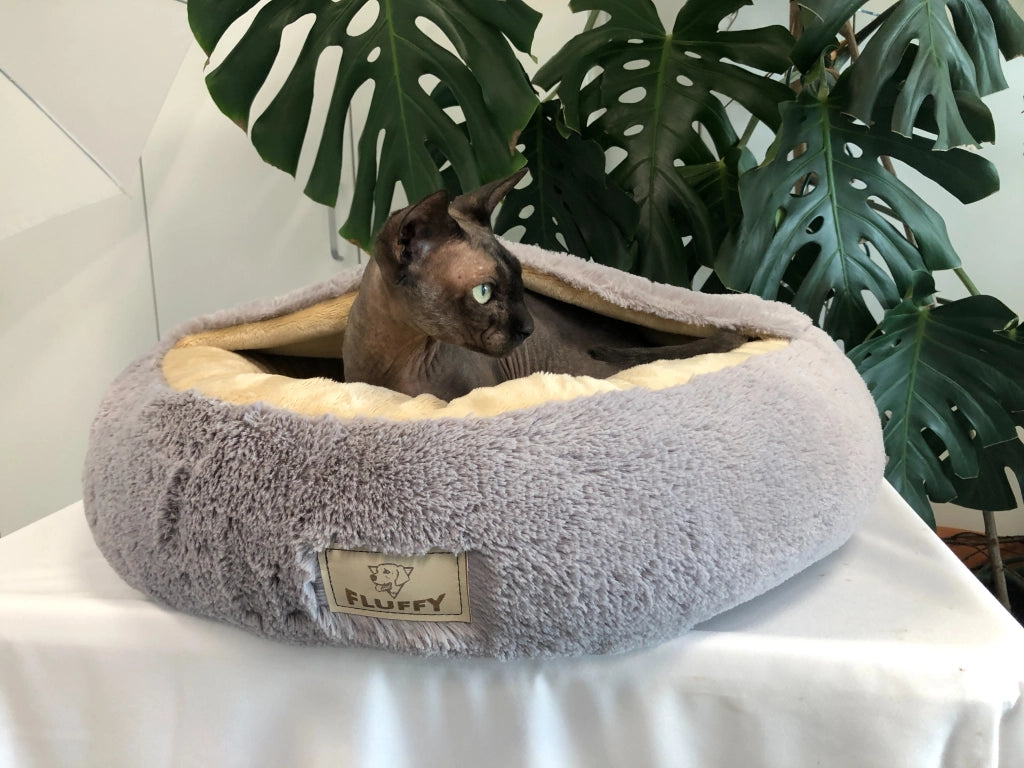 AIO FACTORY 60 cm FLUFFY Letto per cani grigio chiaro Cuscino impermeabile per cani