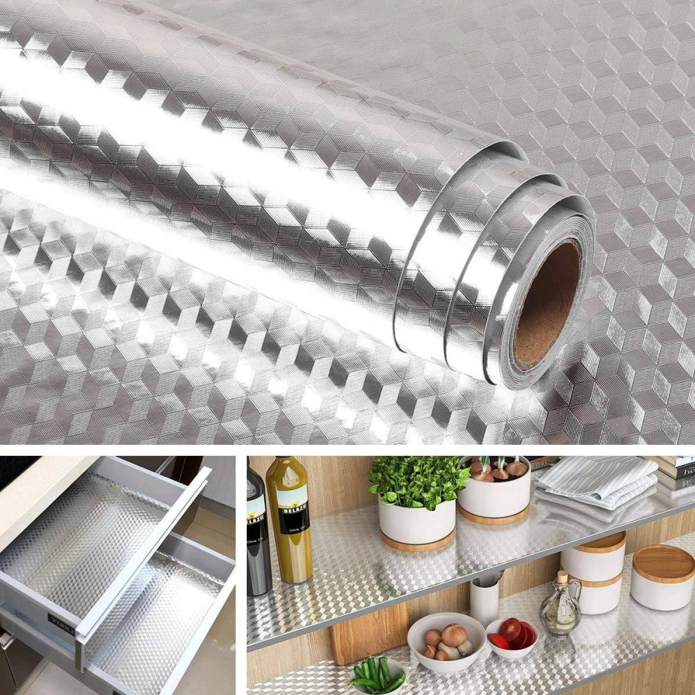 Trade Shop - Pellicola Protettiva Adesiva Per Cucina Foglio Carta Alluminio Impermeabile 40x2 -